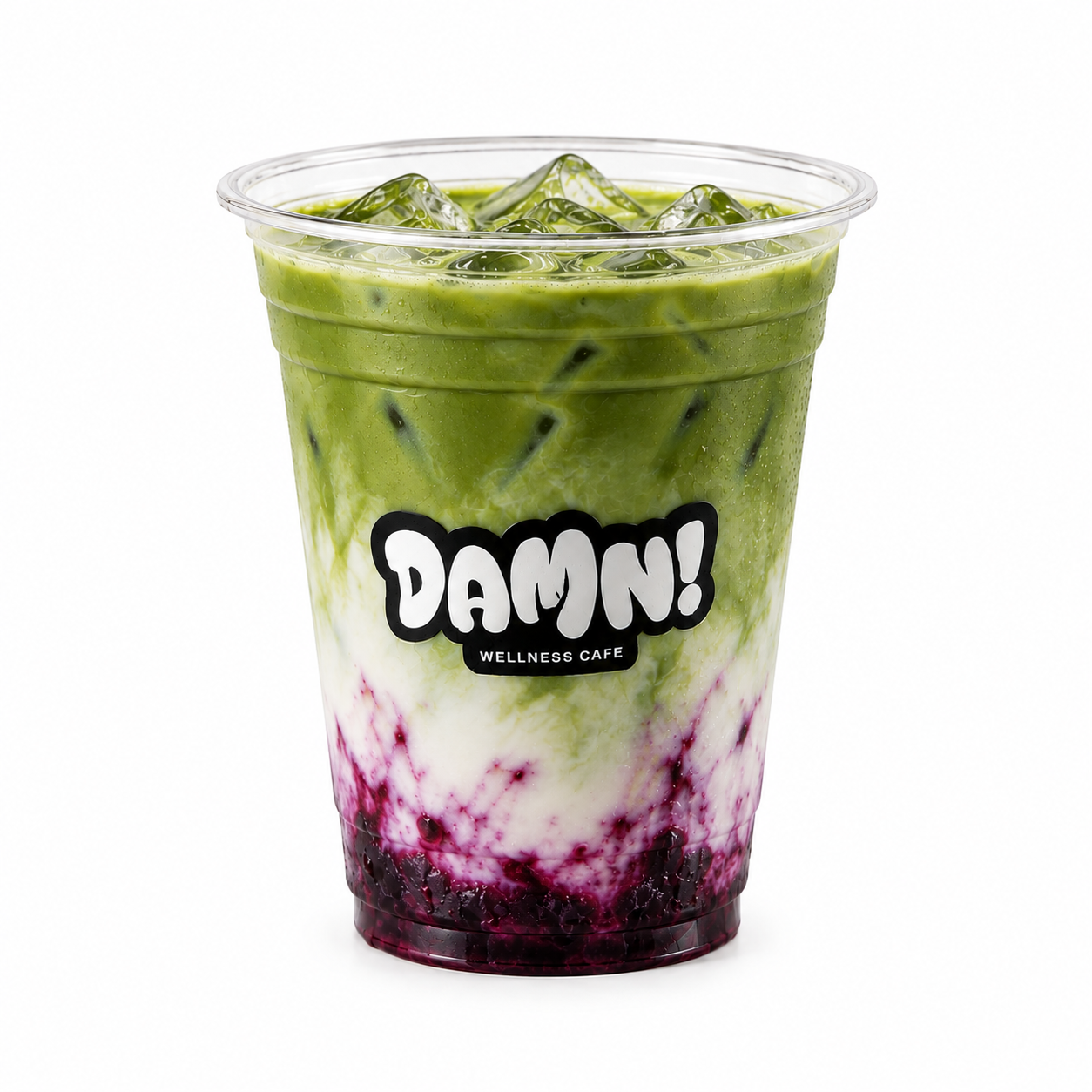 DAMN! ICED BLUEBERRY MATCHA LATTE